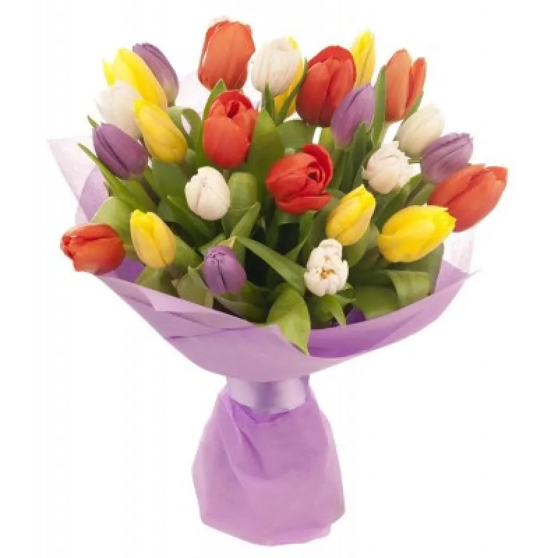 Букет из 21 тюльпана в Фетре, доставка Семилуки